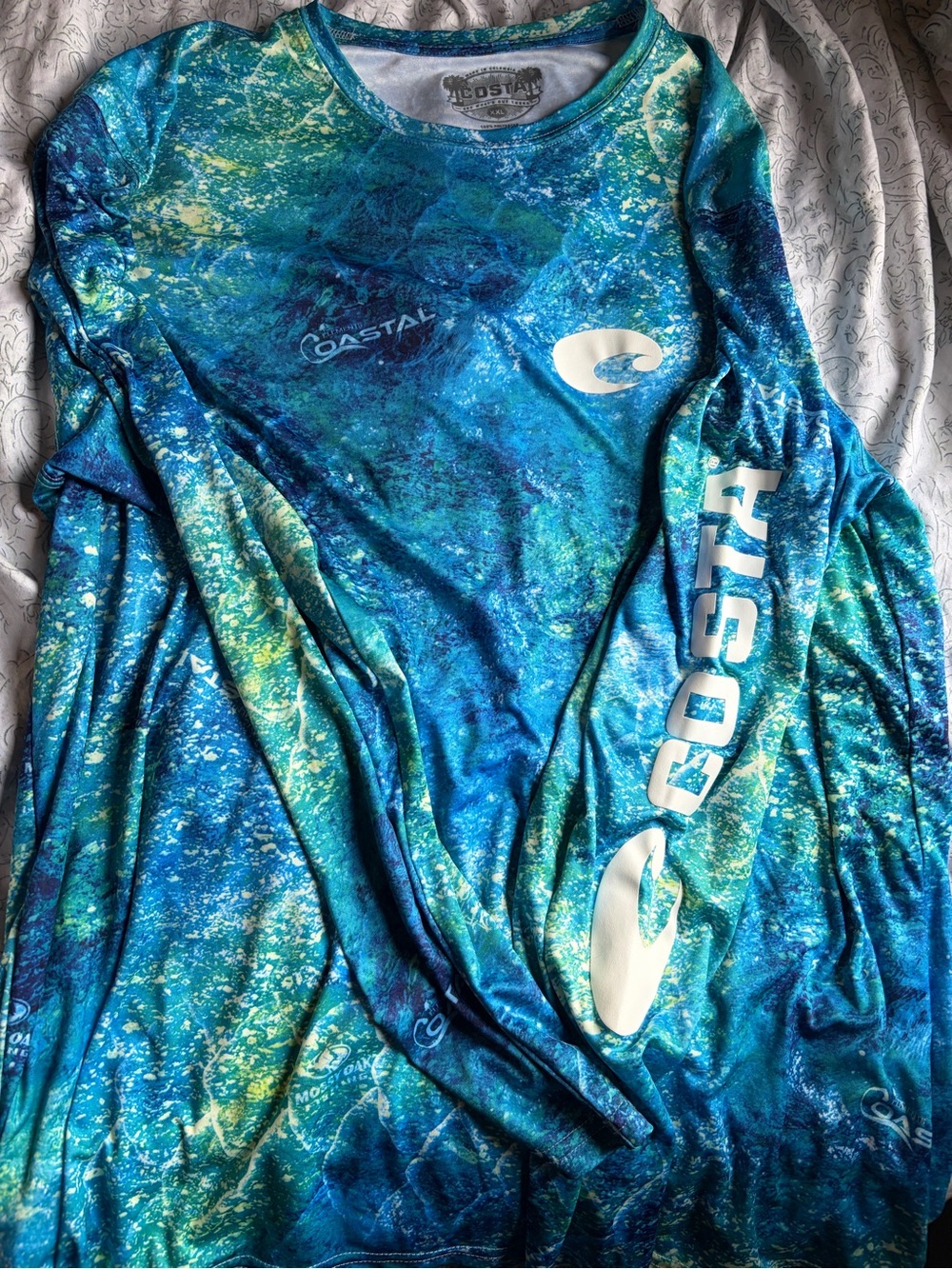 Costa Women's Long-Sleeve Swim Top - Blue & Aqua Print
